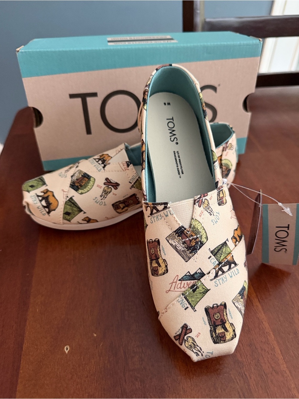 TOMS Alpargata 3.0 Natural Camping Adventures Print – Women’s 5 NWT